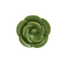 Pea Green Crackle Rose Medium Ceramic Drawer Knob